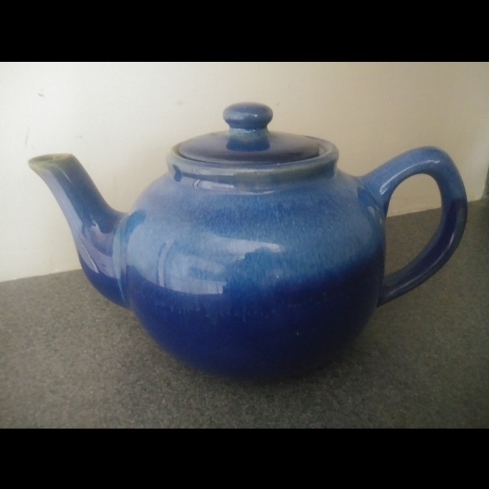 Blue glazed teapot.  New.